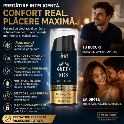 Gel Greek Kiss Relaxare Anală Efect Vibrație și Răcire 15ml 2