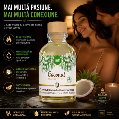 Gel Masaj Vegan Intt Cocos cu Efect încălzire 30ml 2