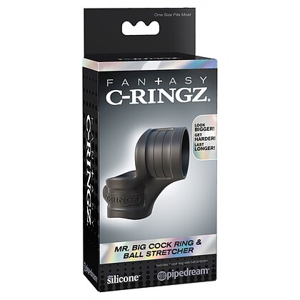 Inel Penis Cu Ball Stretcher Mr. Big Negru 6