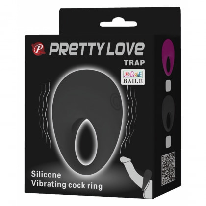 Inel Penis Cu Vibrații Pretty Love Trap Negru 10