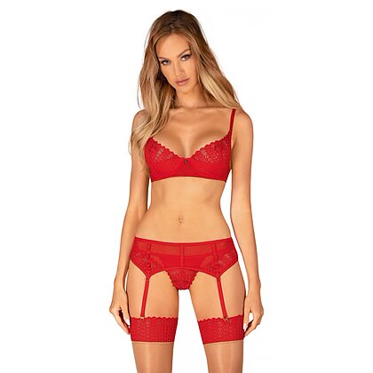 Set Obsessive Ingridia 3 Piese Roșu XL-2XL