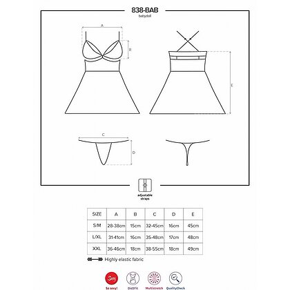 Lenjerie Babydoll Obsessive 838-BAB Roșu S-M 5