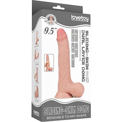 Lovetoy 24.5cm Sliding Skin – Dong Realist cu Testicule 8