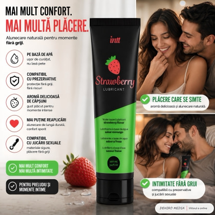 Lubrifiant Intt Strawberry Tube Pack cu Căpșuni 100 ml 4