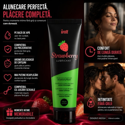 Lubrifiant Intt Strawberry Tube Pack cu Căpșuni 100 ml 2