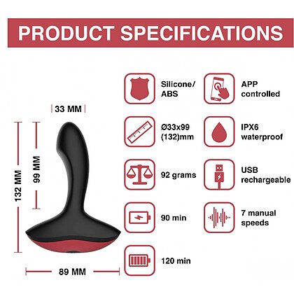Vibrator Prostatic Solstice cu Control Prin Aplicație Negru 5