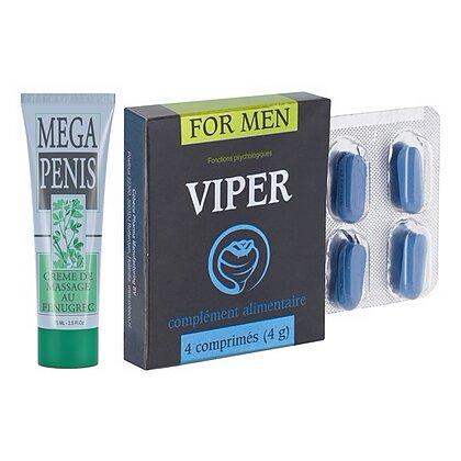 Pachet Cremă Mega Penis + Pastile Viper FR 4