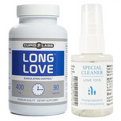 Pachet Pastile Ejaculare Precoce Long Love 90 capsule + Special Cleaner Love Toys 50ml