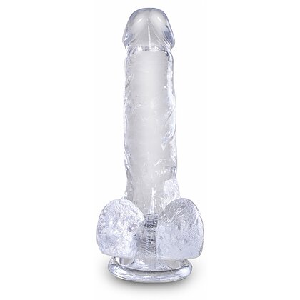 Dildo Realistic Cu Testicule Transparent 2
