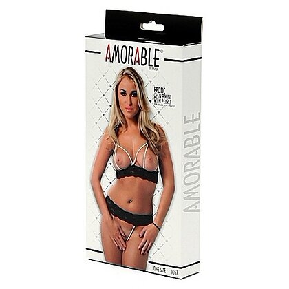 Set Open With Pearls Amorable Negru S-L 3