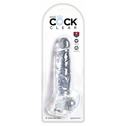 King Penis Clear Dildo Transparent Realistic Cu Testicule 4