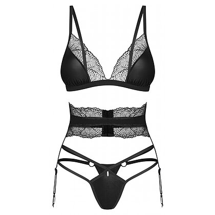 Set 3 Piese Obsessive Lobellis Negru XS-S