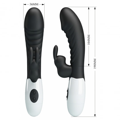 Pretty Love Naughty Bunny – Dublu Stimulator, 30 Moduri Negru 7