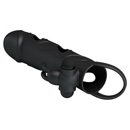 Prelungitor Pretty Love Penis Sleeve With Ball Strap Negru 8