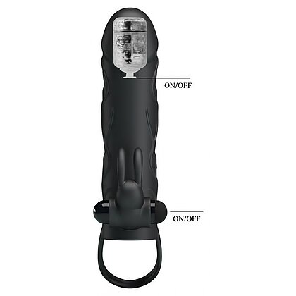 Prelungitor Pretty Love Penis Sleeve With Ball Strap Negru 7