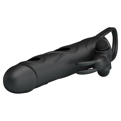 Prelungitor Pretty Love Penis Sleeve With Ball Strap Negru 2