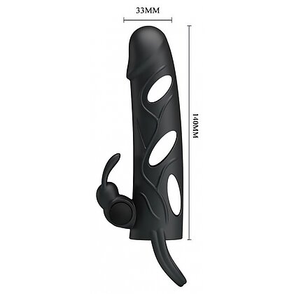 Prelungitor Pretty Love Penis Sleeve With Ball Strap Negru 6