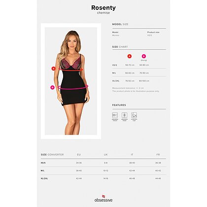Chemise Obsessive Rosenty Negru XS-S 5