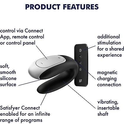 Vibrator Satisfyer Double Fun pentru Cuplu Negru 7