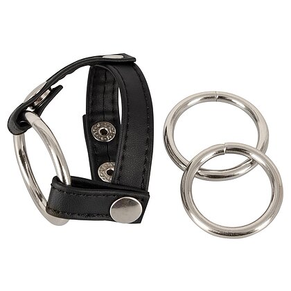 Set Inele Penis Leather Strap Negru 2