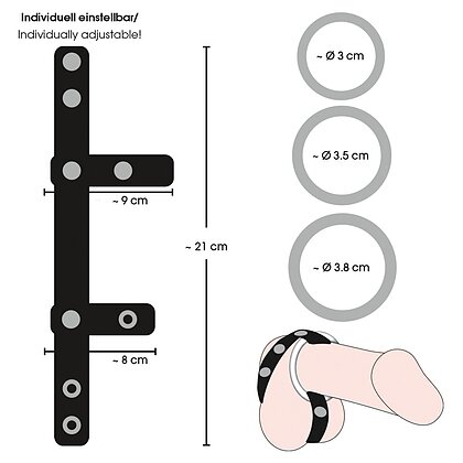Set Inele Penis Leather Strap Negru 6