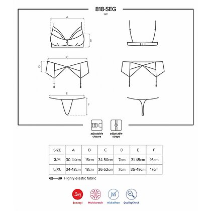 Set Lenjerie Intimă Obsessive 818-SEG Negru S-M 5