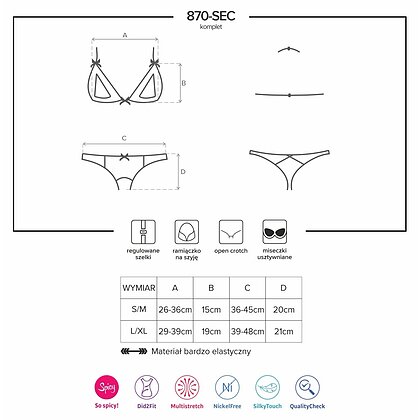 Set Obsessive 870-SEC Roșu S-M 5