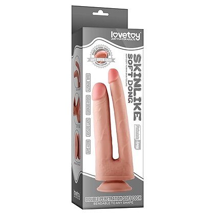 Dildo Dublu Cu Ventuză Skinlike Soft 6