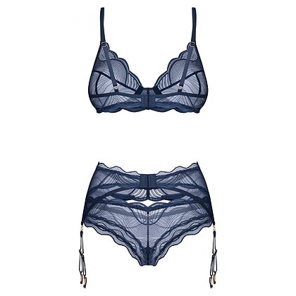 Set Cu Portjartier Obsessive Nightly Albastru XL-2XL 4