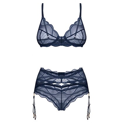 Set Cu Portjartier Obsessive Nightly Albastru XL-2XL 3