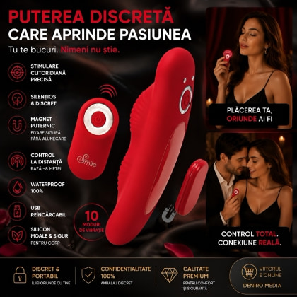 Sweet Smile Vibrator Pentru Chiloți: 10 Moduri, Reîncărcabil Roșu 6