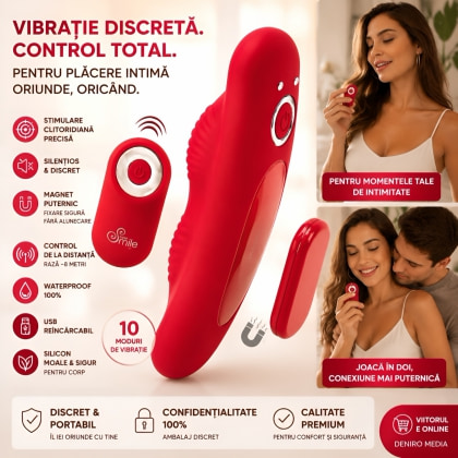 Sweet Smile Vibrator Pentru Chiloți: 10 Moduri, Reîncărcabil Roșu 8