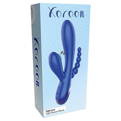 Triple Love Vibrator Rabbit Multifuncțional Albastru 11