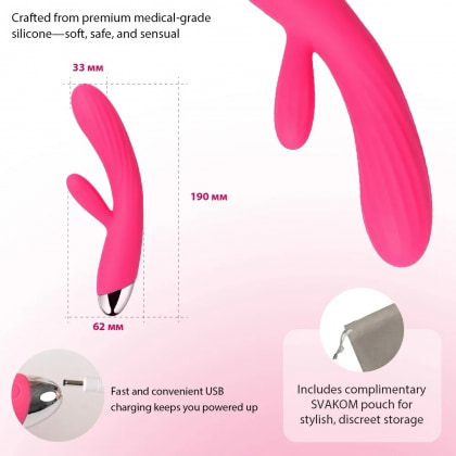 Vibrator Rabbit Încălzire Svakom Angel Roz 14