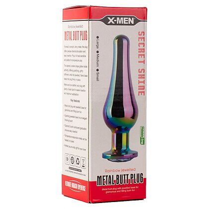 X-MEN Secret Shine Metal Anal Plug Rainbow M Multicolor 2