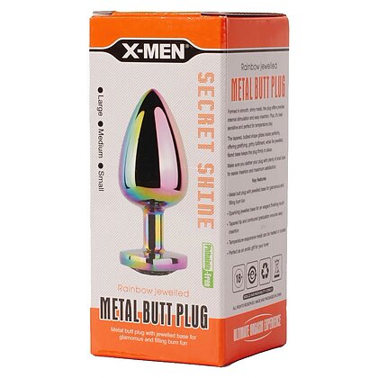 X-MEN Secret Shine Metal Anal Plug Rainbowheart S Multicolor 5