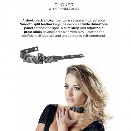 Zgardă Rhinestone Choker Negru 6