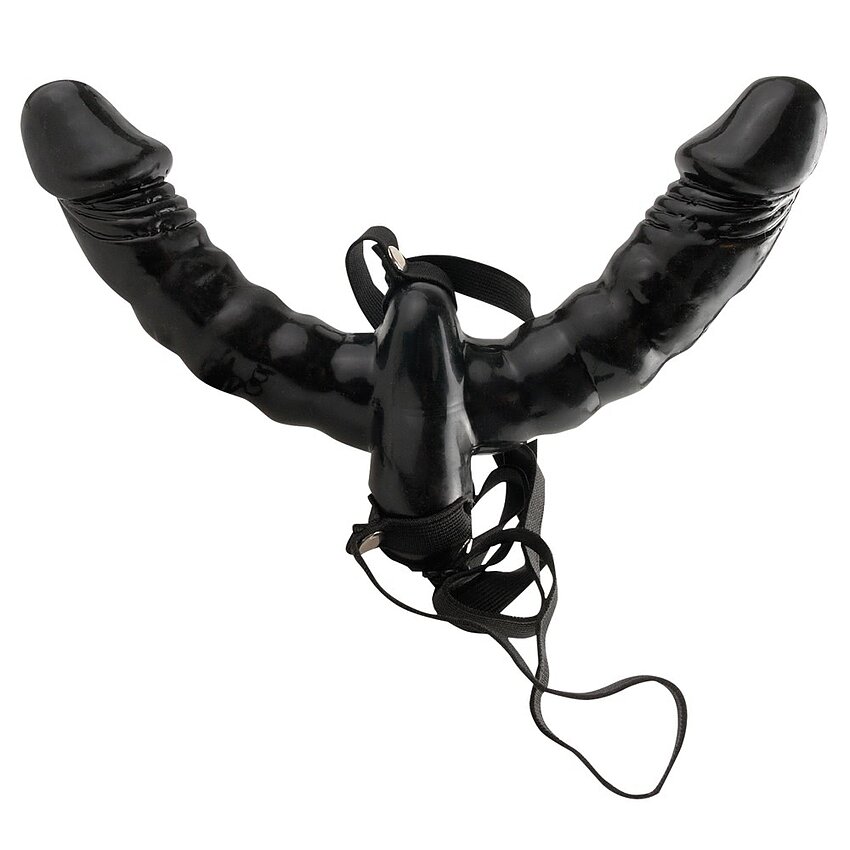 Strap-On Cu Vibratii Double Delight Negru