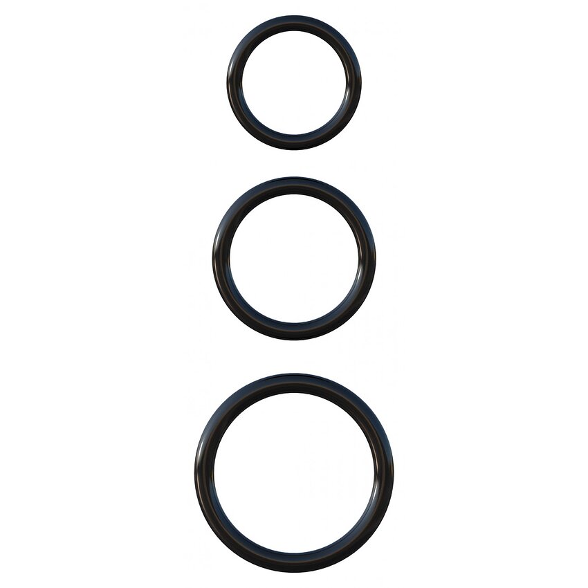 Silicone 3-Ring Stamina Set Negru