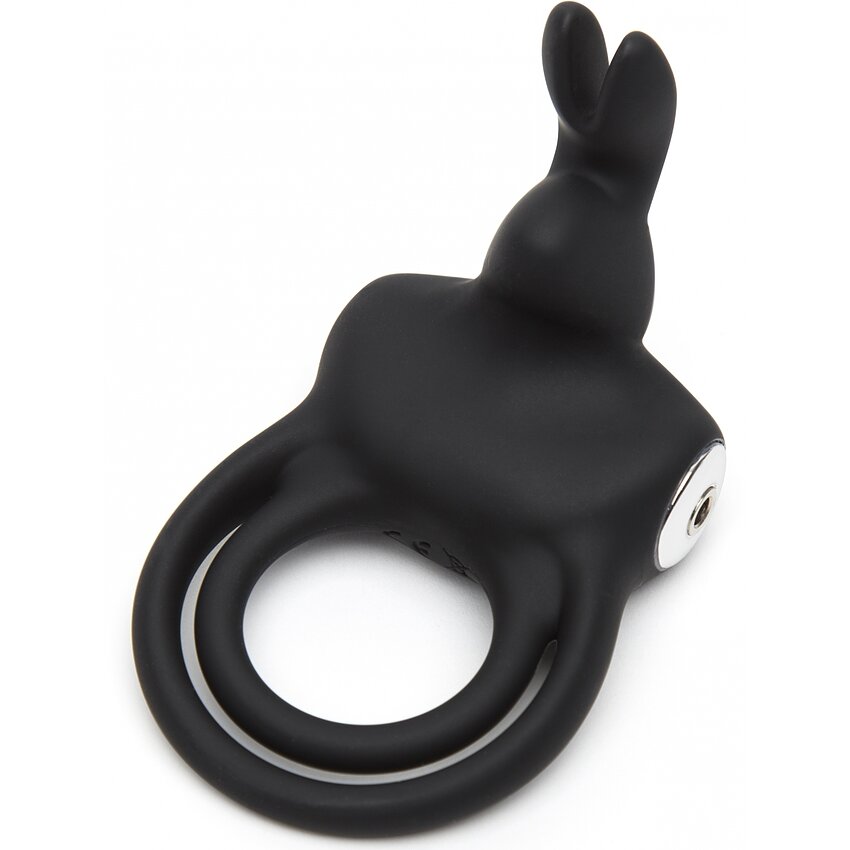 Happy Rabbit - Stimulating USB Rechargeable Rabbit Love Ring Negru