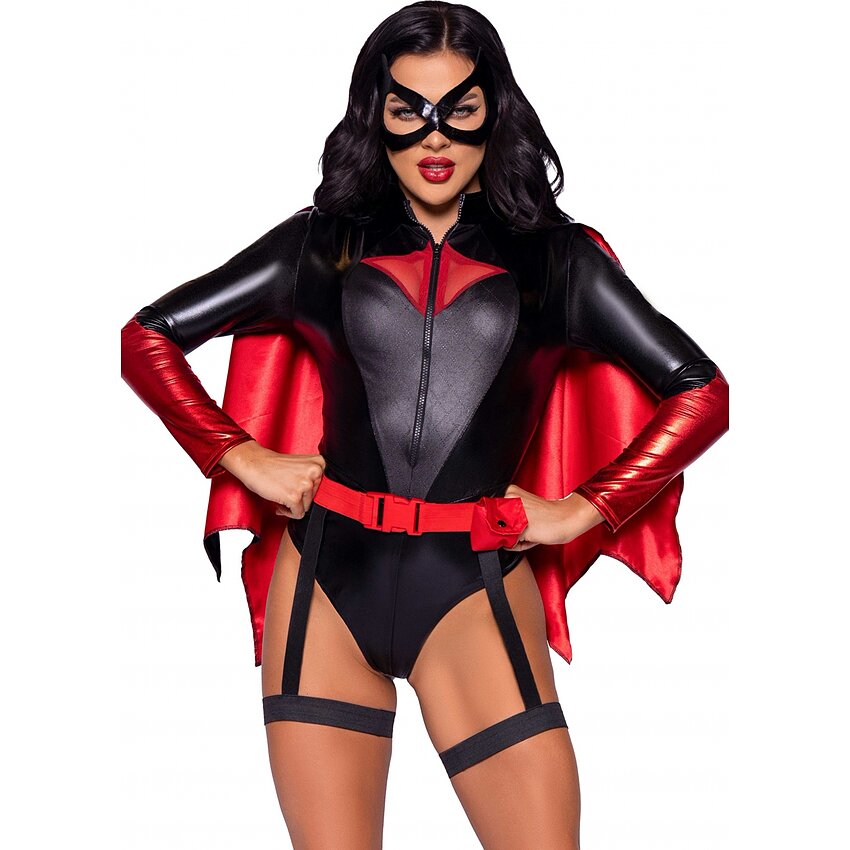 Costum Leg Avenue Bat Woman Bodysuit Negru