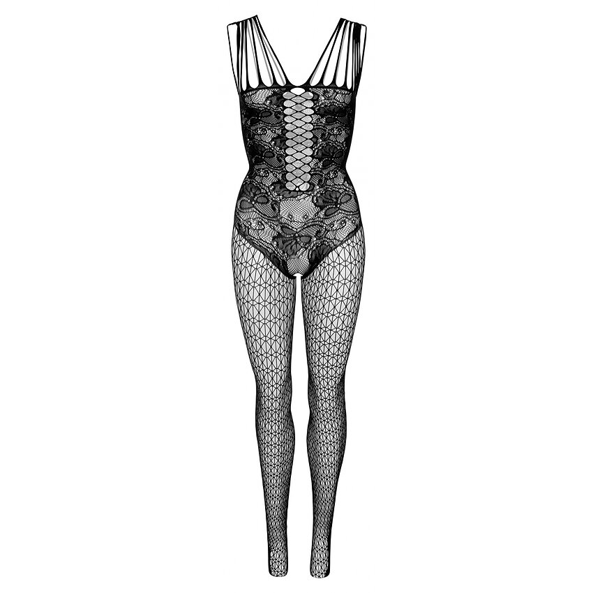Catsuit Daring Intimates Hex And Lace Net Negru