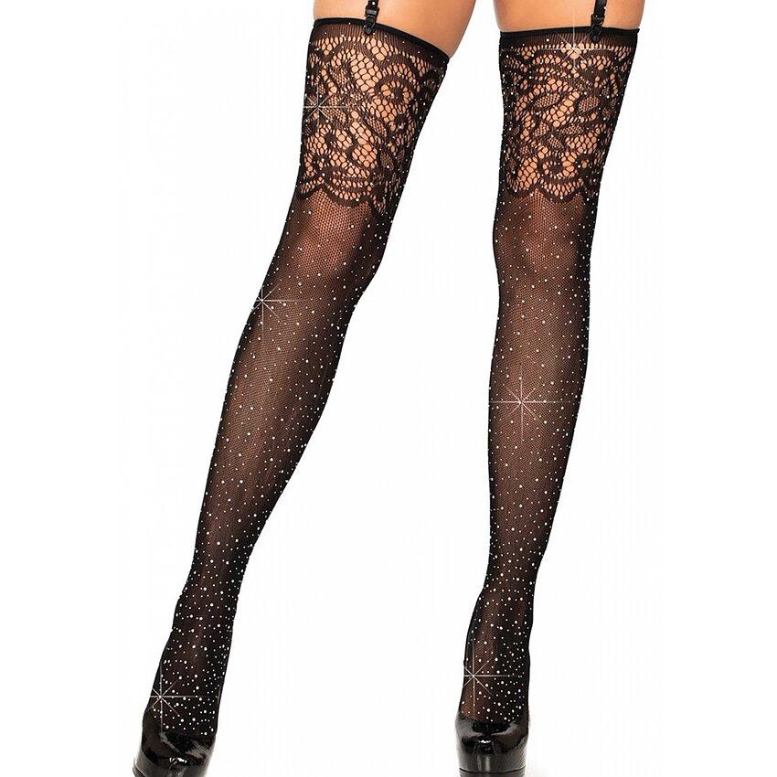 Dresuri Leg Avenue Rhinestone Fishnet Negru