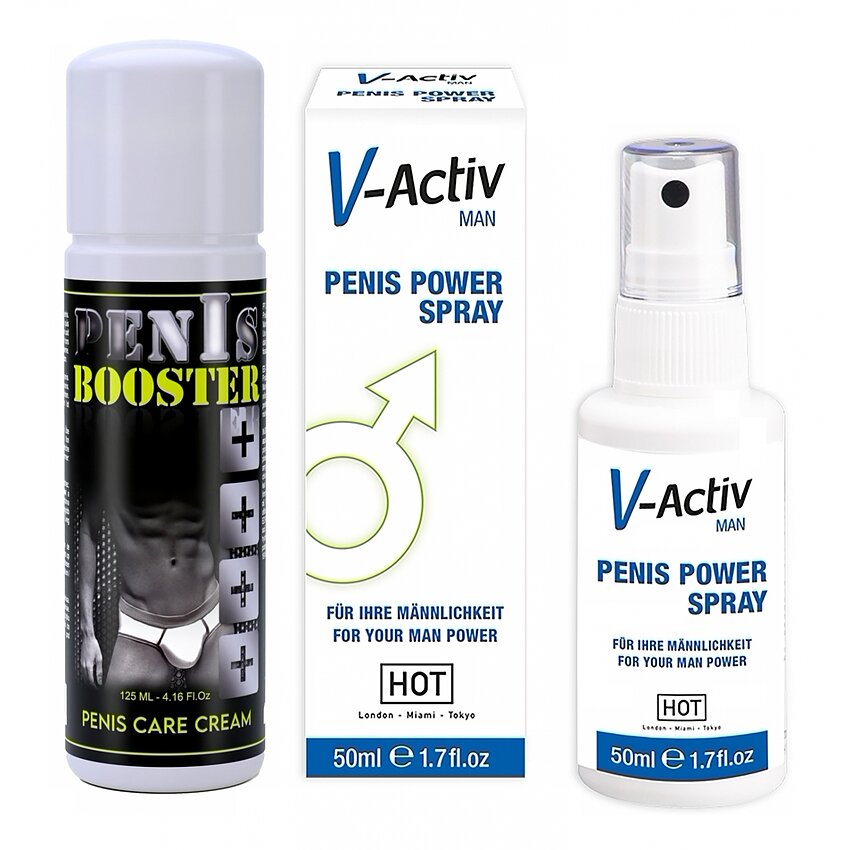 Pachet Spray V-activ Penis Power For Men 50ml + Cremă Pentru Potență Penis Booster 125ml
