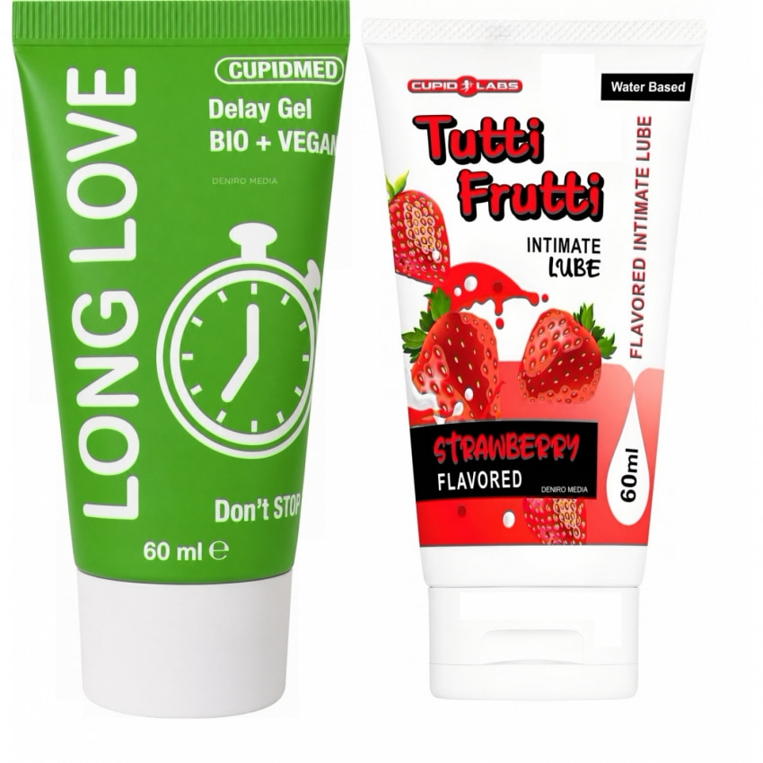 Pachet Gel Ejaculare Precoce Long Love 50ml + Lubrifiant Sex Oral Căpșuni 100ml