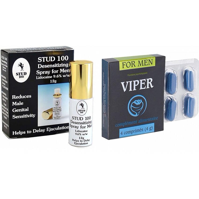 Pachet Spray Stud 100 Original + Pastile Potenta Viper FR 4 capsule