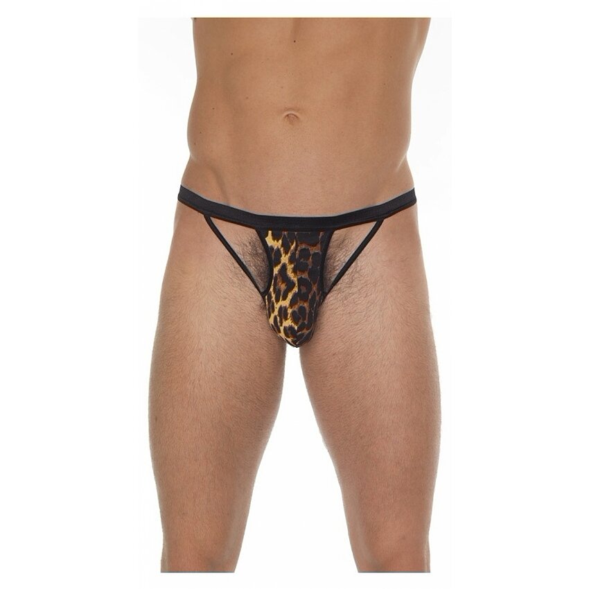 Tanga Deschis Din Polyamide Imprimeu Leopard