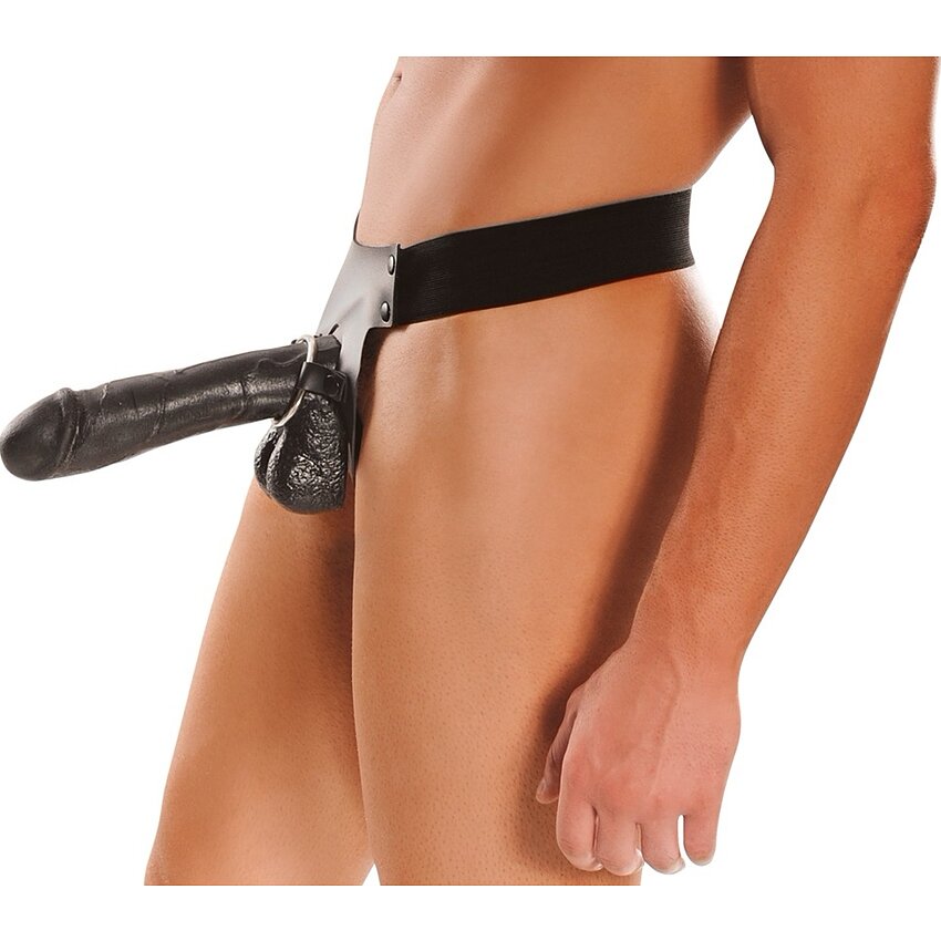 Strap On Negru Realist Cu Testicule