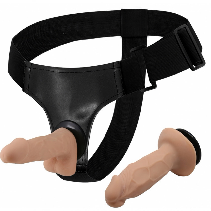 Strap On Cu Efect De Ventuza Suport Dildo Gol