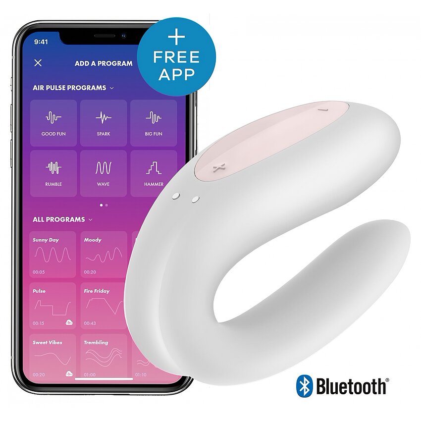 Vibrator Cuplu Satisfyer Double Joy Alb